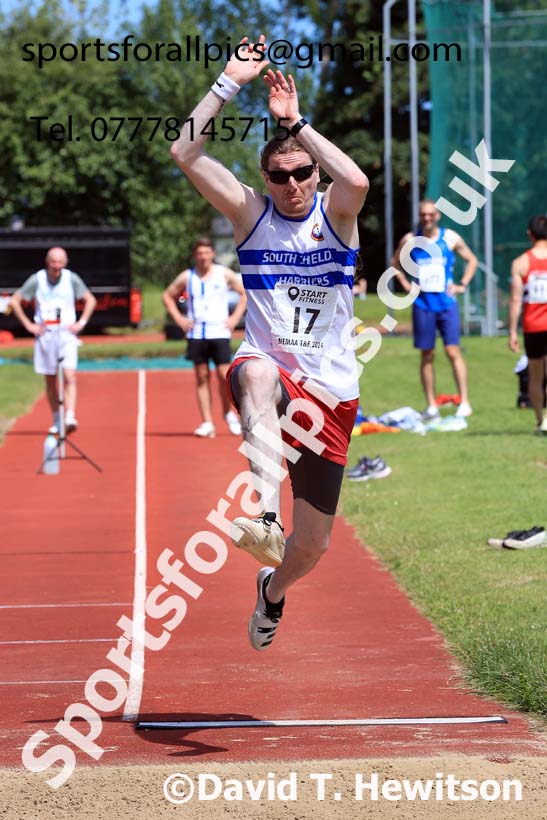 Mens long jump, 2024 NE Masters Track and Field Champs., Monkton Stadium, Jarrow.  Photo: David T. Hewitson/Sports for All Pics